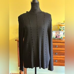 Alfani Sweater, Size XL, Black Beads sewn on Front and Sleeves